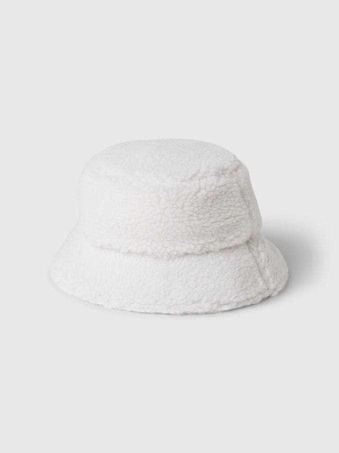 White Kids Sherpa Bucket Hat (4-10yrs) (E91800) | £9