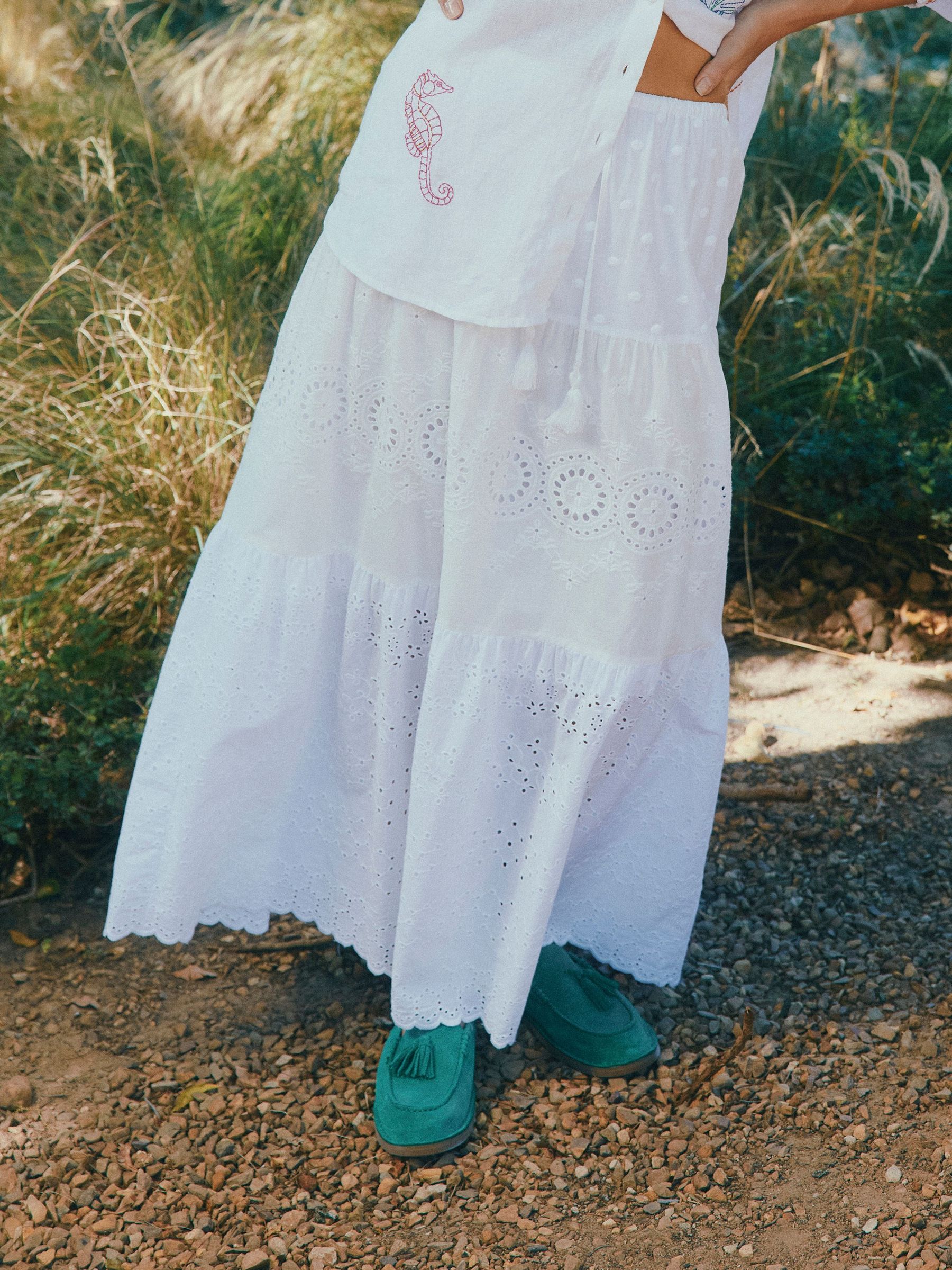 White Broderie Tiered Maxi Skirt (E92263) | £49