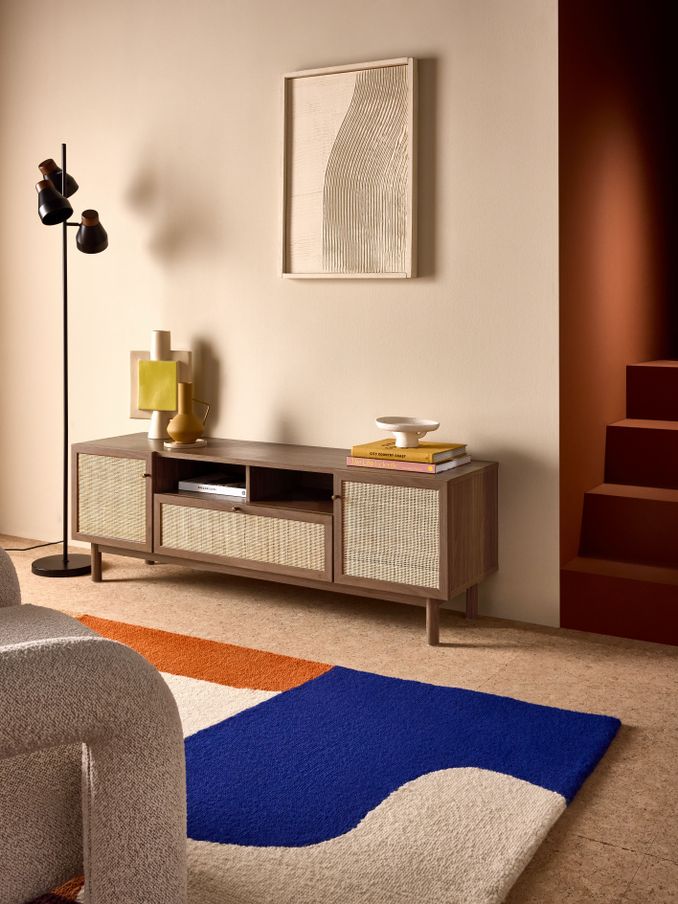 Pavia Rattan Superwide Up to 50 Inch TV Unit in Dark Oak Effect (E94167) | £379
