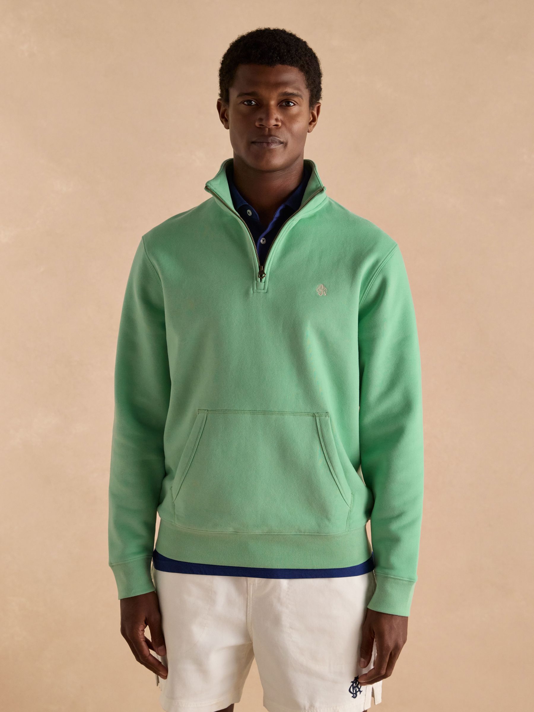 Jenkins Mint Green Brushed Cotton Quarter Zip Sweatshirt (E94826) | £60
