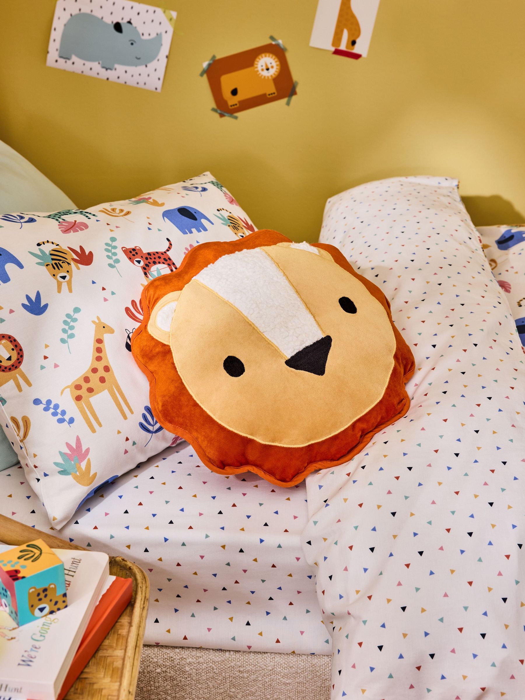 Yellow Luca Lion Cushion (E94827) | £28