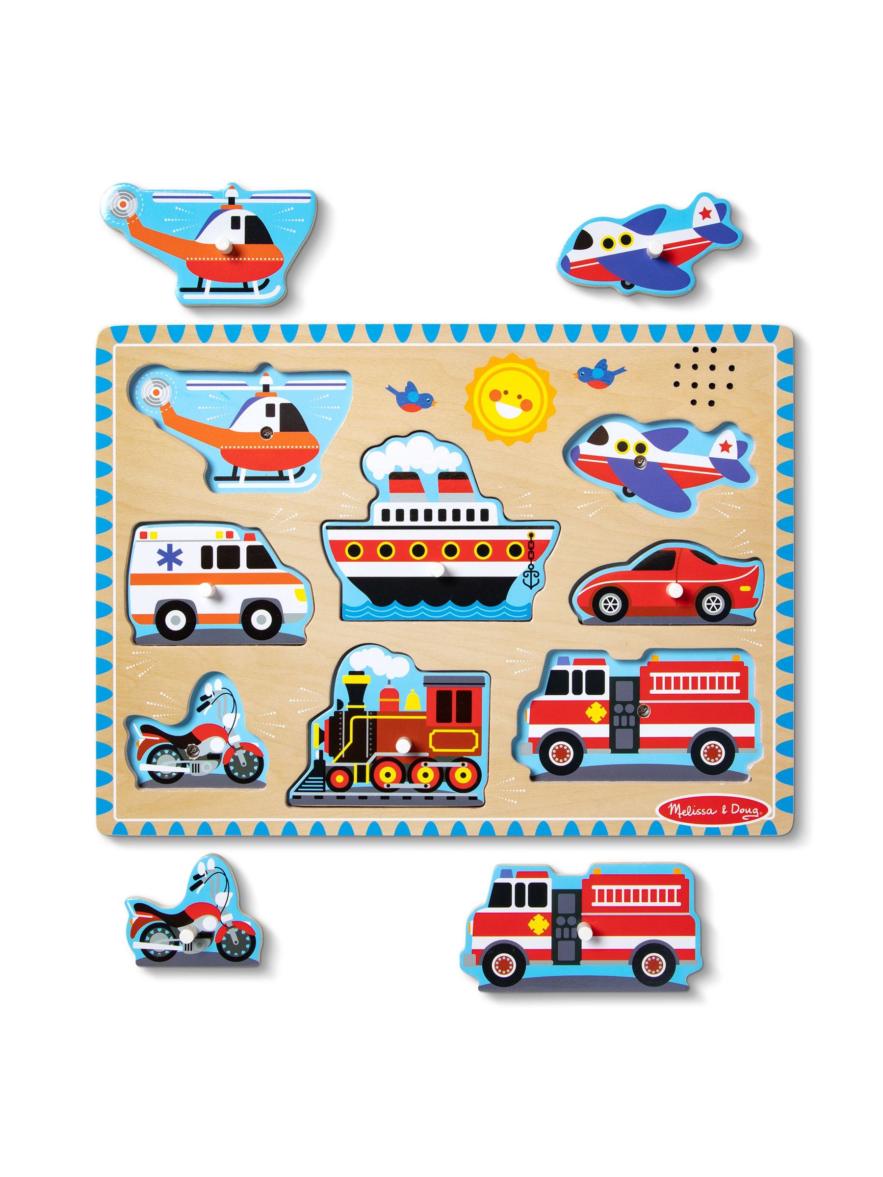 Melissa & Doug No Colour Vehicles Sound Puzzle - 8 Pieces (E95777) | £16