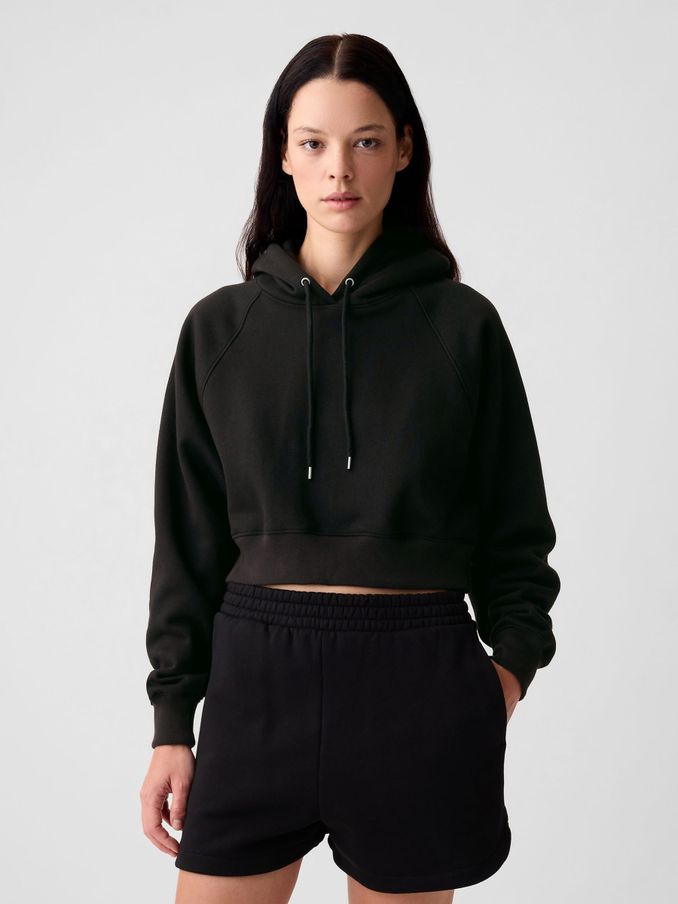 Black Vintage Soft Cropped Hoodie (E95832) | £35