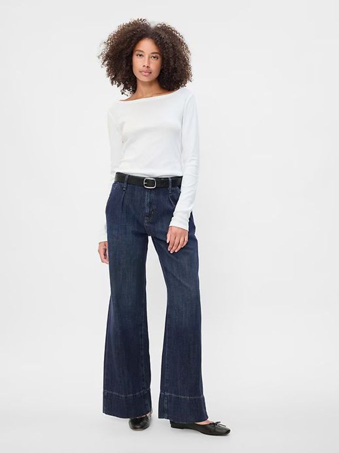 Dark Blue High Waisted Wide Leg Jeans (E95860) | £45