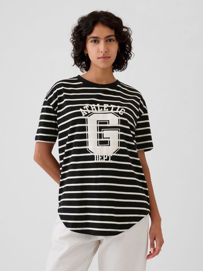 Black Stripe Cotton Logo Short Sleeve Sport T-Shirt (E95886) | £9