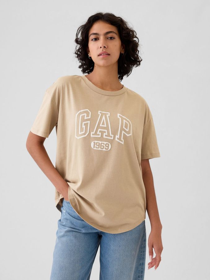 Beige Cotton Logo Short Sleeve Sport T-Shirt (E95889) | £10