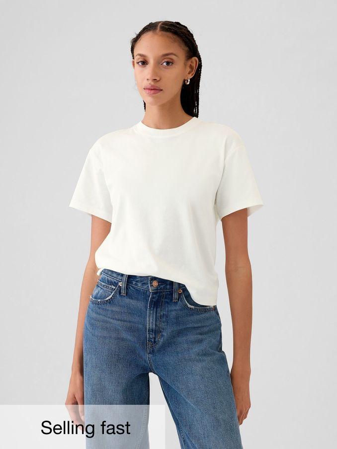 White Crew Neck Short Sleeve Oversized T-Shirt (E95891) | £30