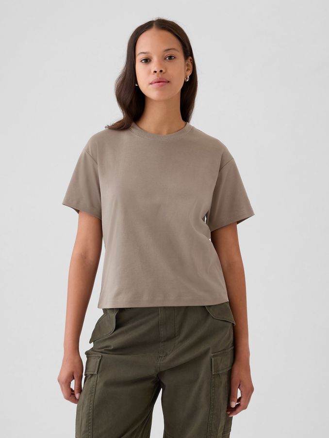 Brown Crew Neck Short Sleeve Oversized T-Shirt (E95893) | £30