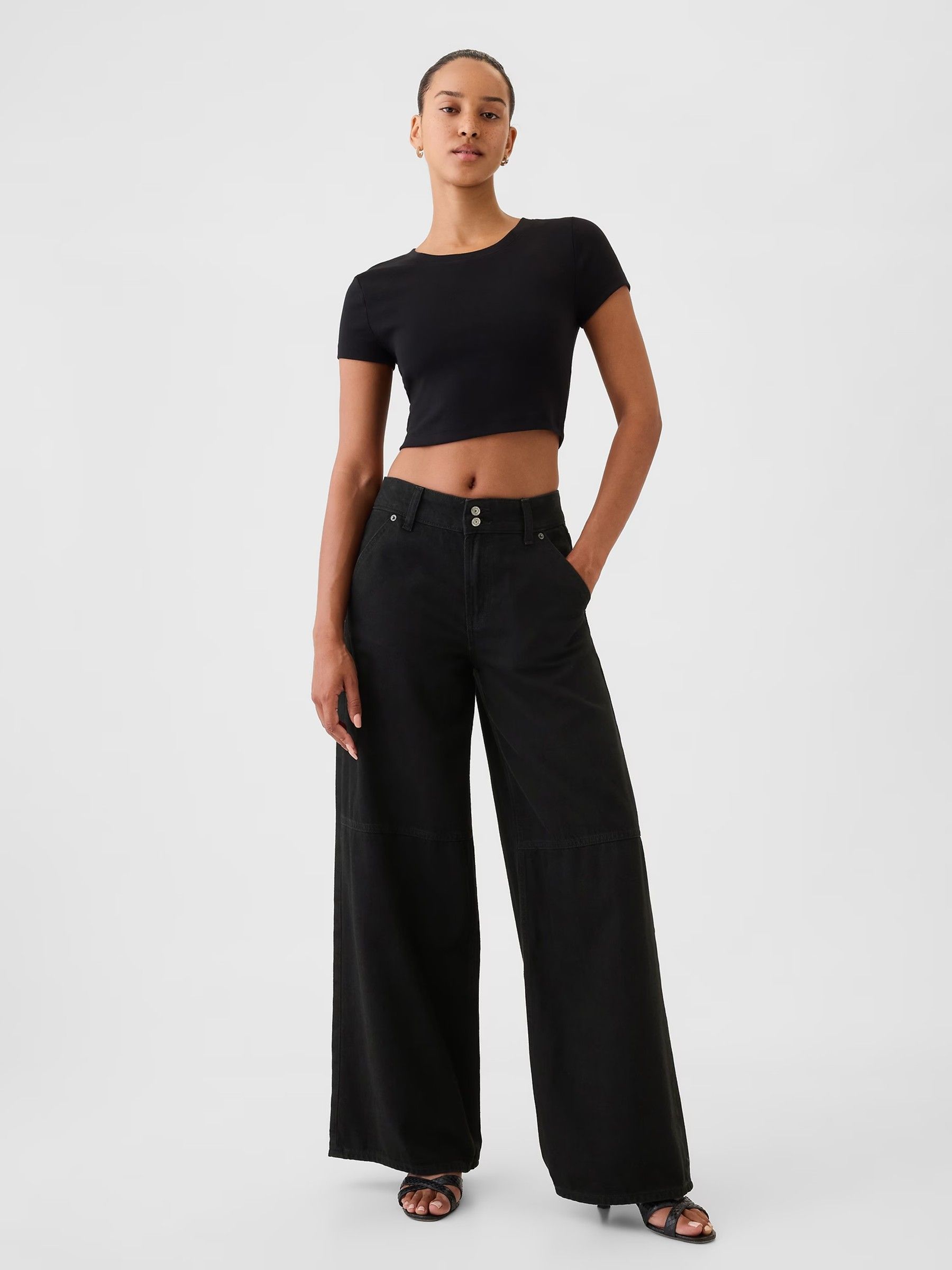 Black Mid Rise UltraSoft Baggy Jeans (E95911) | £55