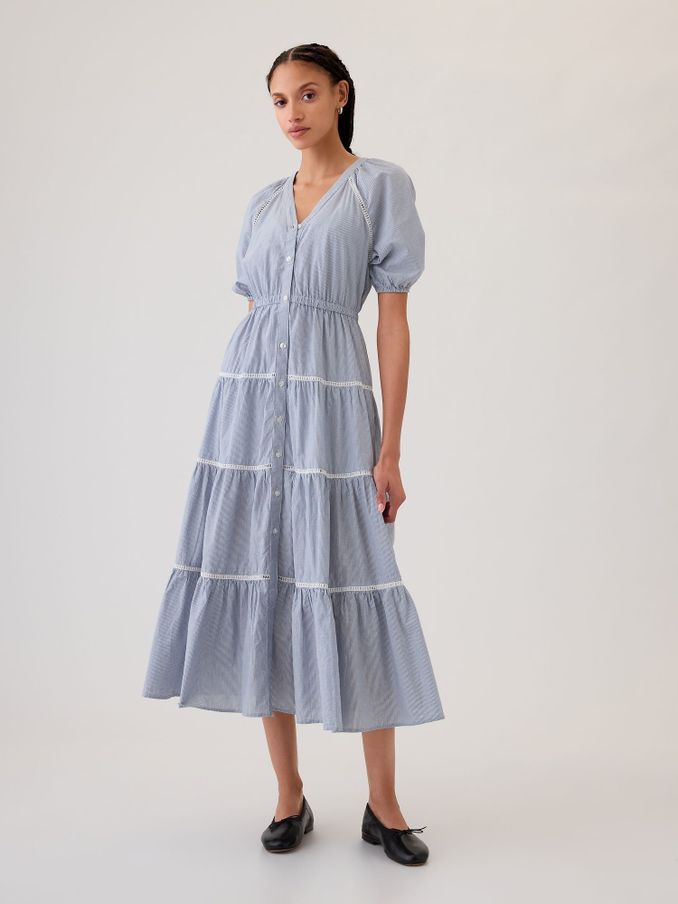 Blue Tiered Midi Dress (E95916) | £45