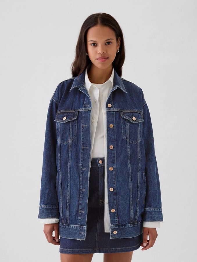 Blue Oversized Icon Denim Jacket (E95925) | £65