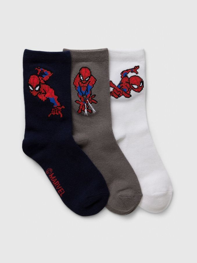 Black/Grey Kids 3 Pack Marvel Spider-Man Crew Socks (E95949) | £10