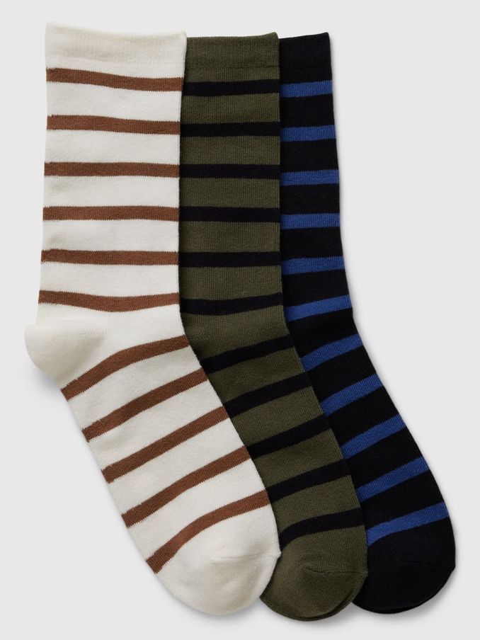 White Stripe Kids 3 Pack Crew Socks (E95950) | £8