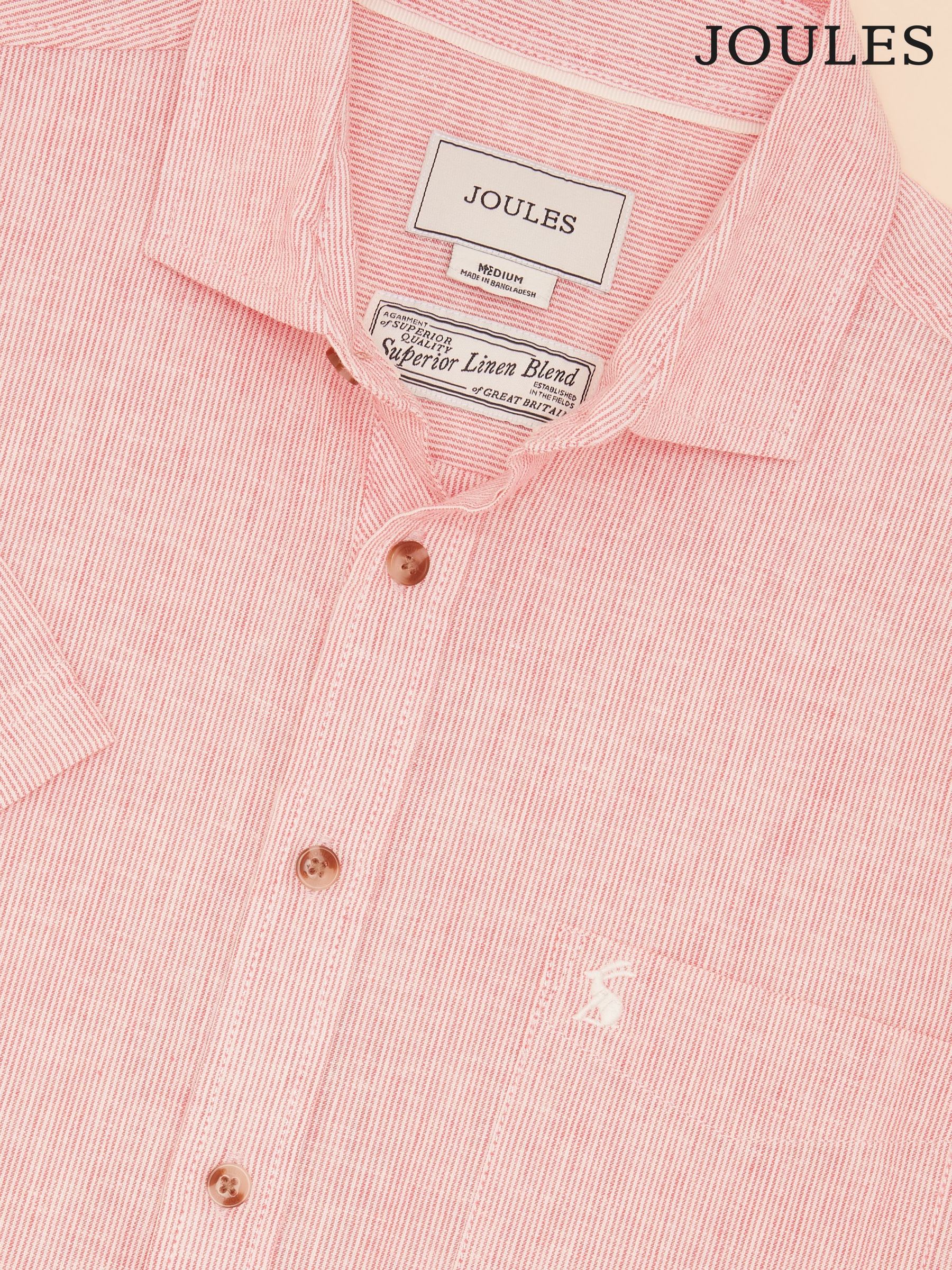 Linen Blend Red Stripe Short Sleeve Shirt (E96062) | £45