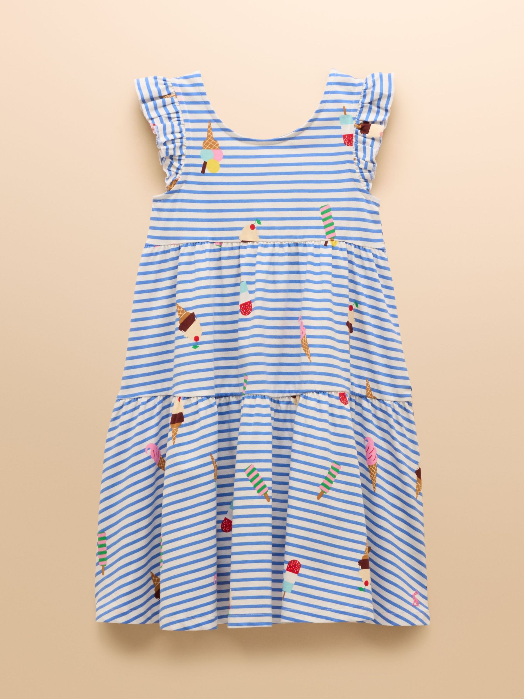 Butterly Blue Print Frill Sleeve Dress (E96235) | £19 - £23