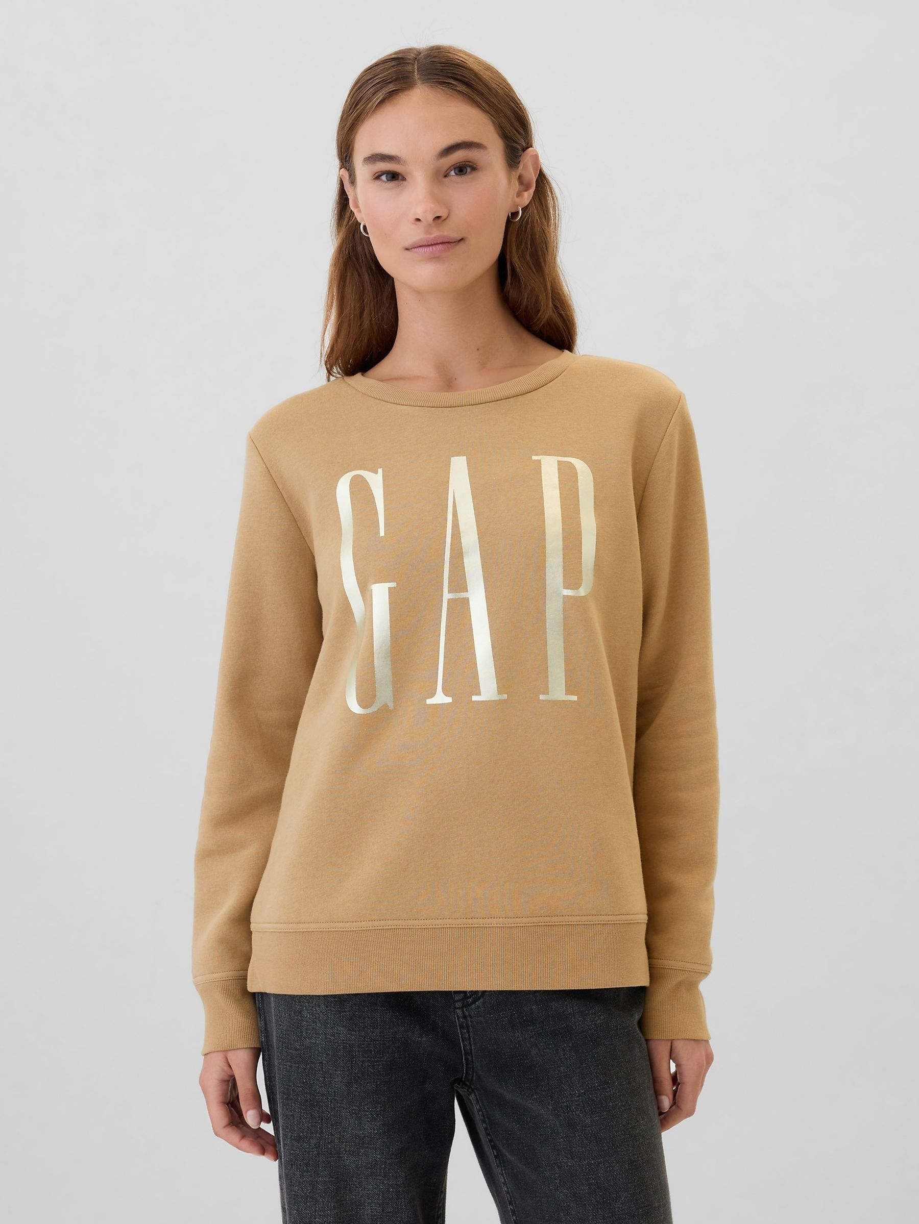 Beige Relaxed Logo Crew Neck Jumper (E96622) | £12