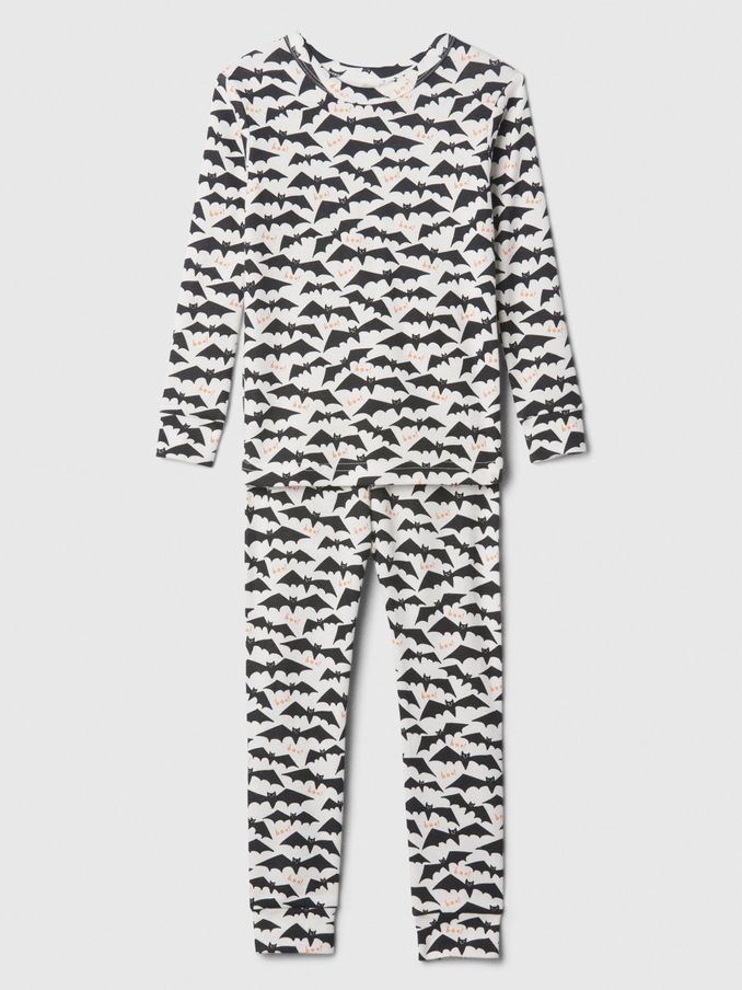 Black/White Bats Halloween Long Sleeve Pyjama Set (6mths-5yrs) (E96937) | £8