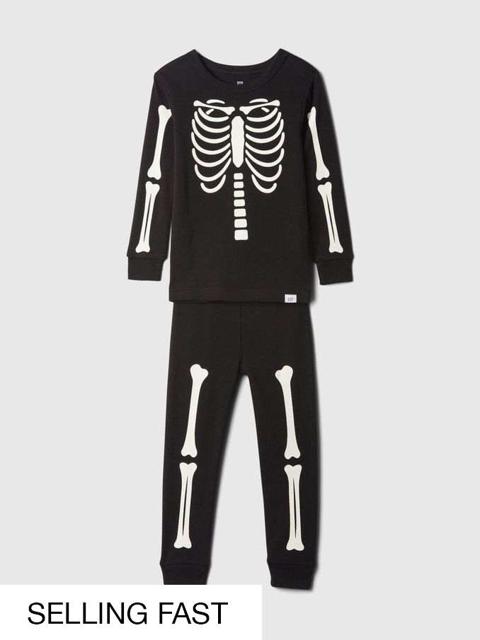 Black Skeleton Halloween Long Sleeve Pyjama Set (6mths-5yrs) (E96962) | £11