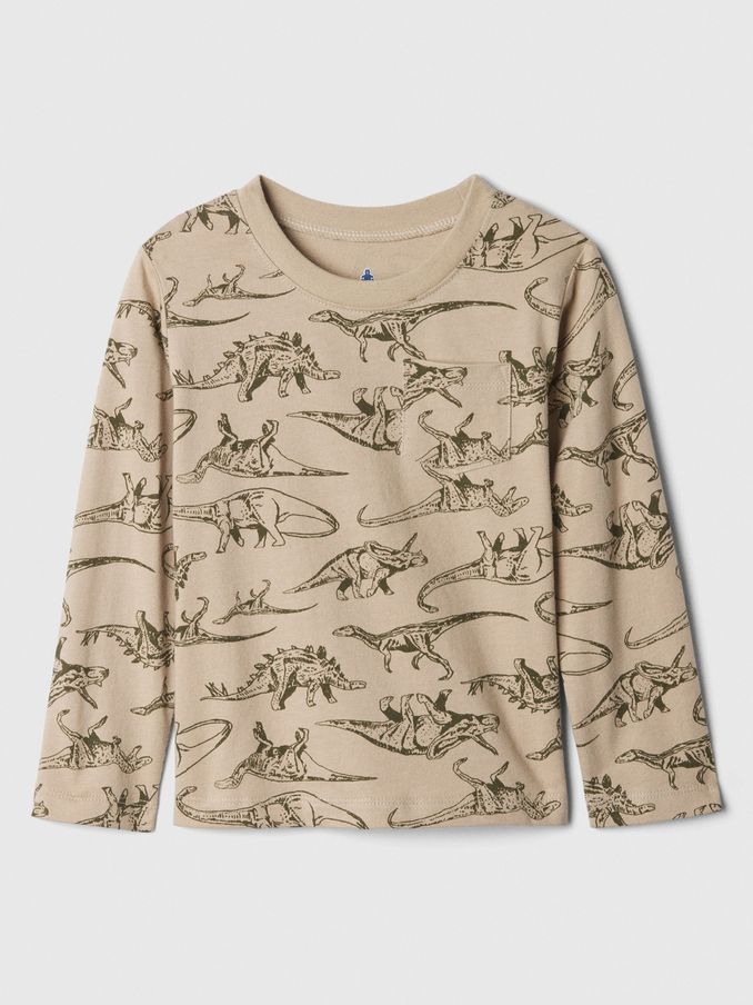 Beige Graphic Long Sleeve Crew Neck T-Shirt (6mths-5yrs) (E96976) | £5
