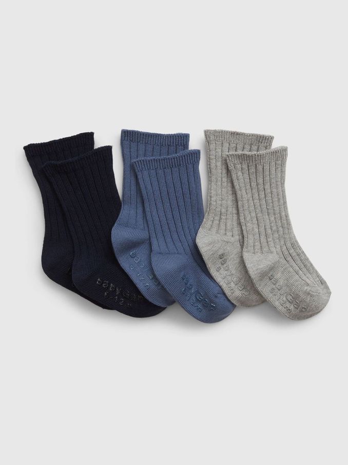 Blue 3 Pack First Favourites Crew Socks (Newborn-24mths) (E97153) | £8