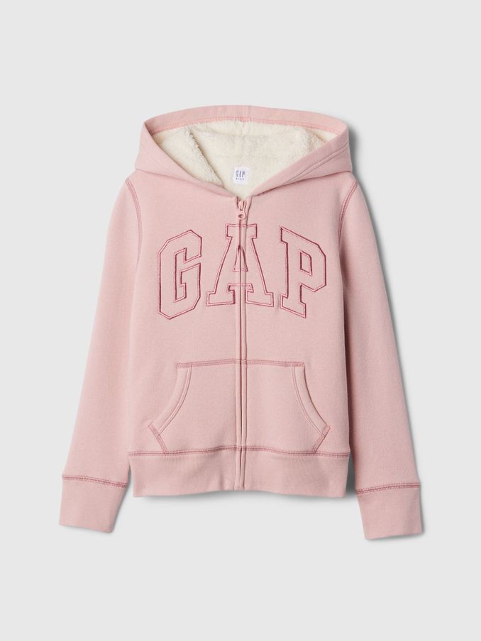 Pink Logo Sherpa-Lined Zip Up Hoodie (4-13yrs) (E97159) | £30