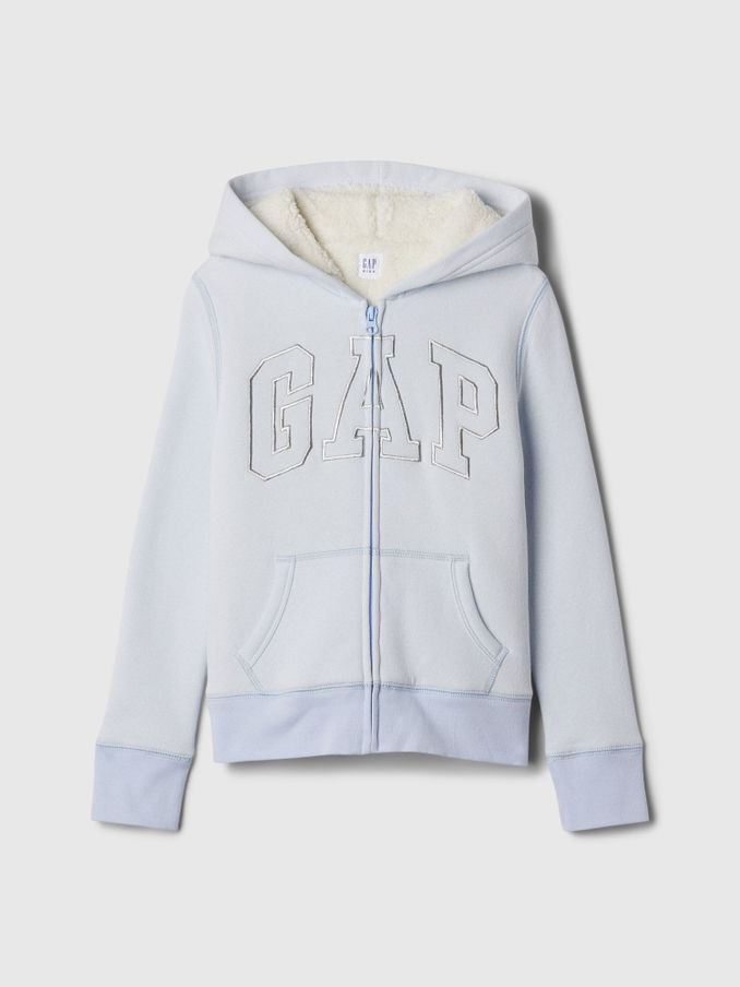 Blue Logo Sherpa-Lined Zip Up Hoodie (4-13yrs) (E97160) | £30