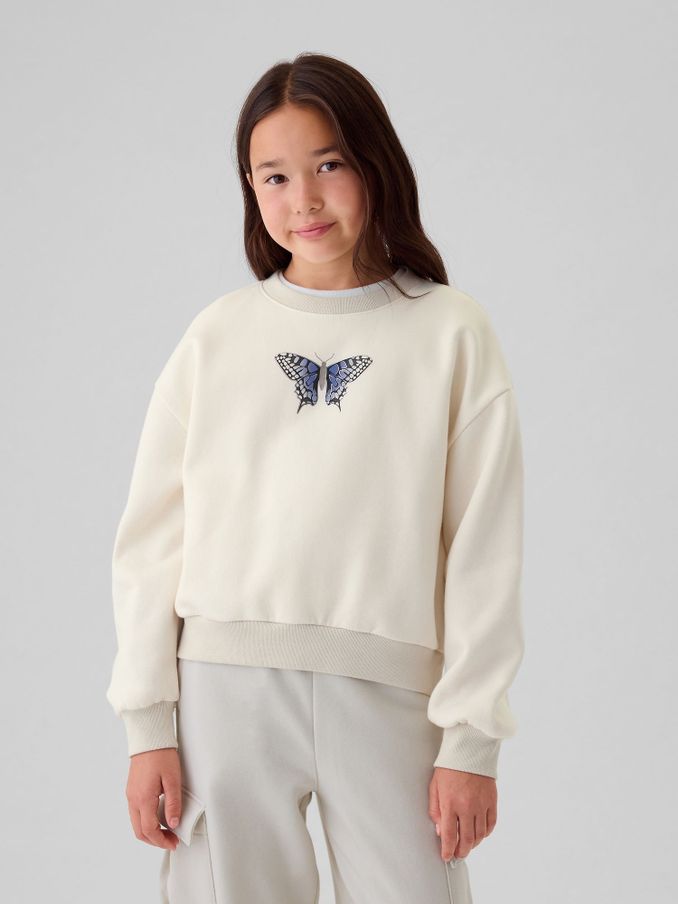 Cream Butterfly Vintage Soft Jumper (4-13yrs) (E97183) | £14