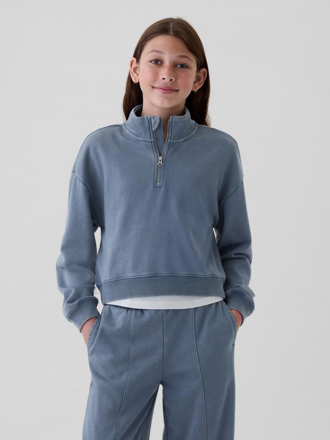 Blue Vintage Soft Half Zip Cropped Pullover (4-13yrs) (E97195) | £12