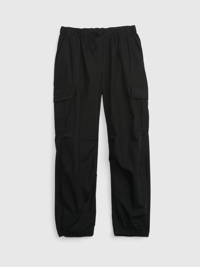 Black Pull On Cargo Parachute Trousers (4-13yrs) (E97228) | £17