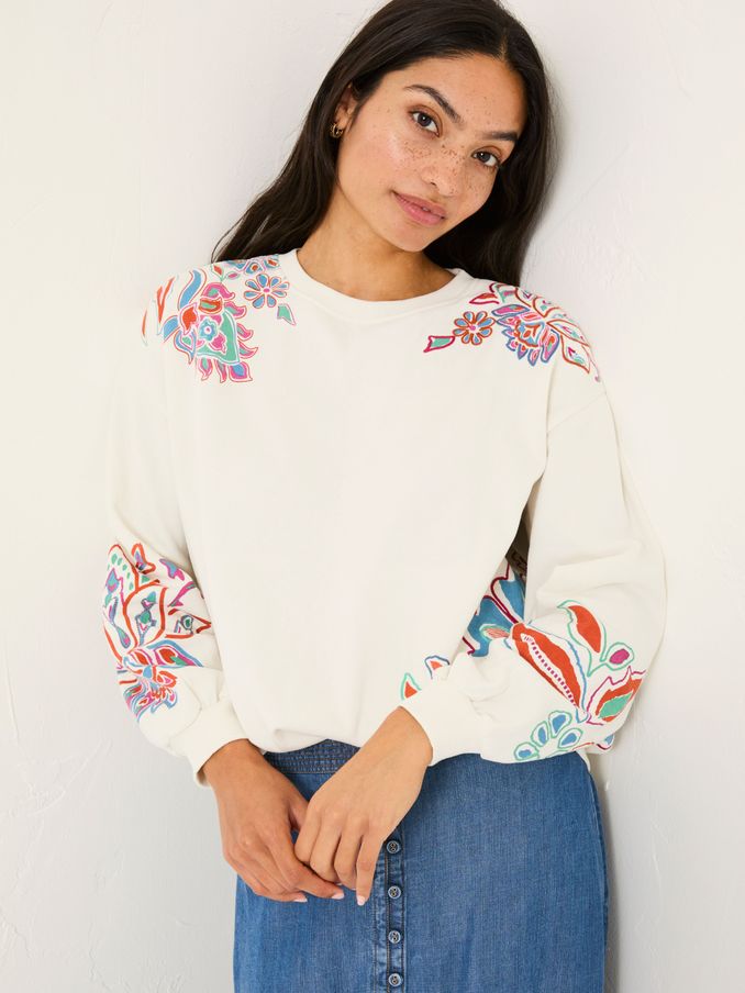 Alex Ivory Utopia Embroidered Crew Sweat Top (E98278) | £45