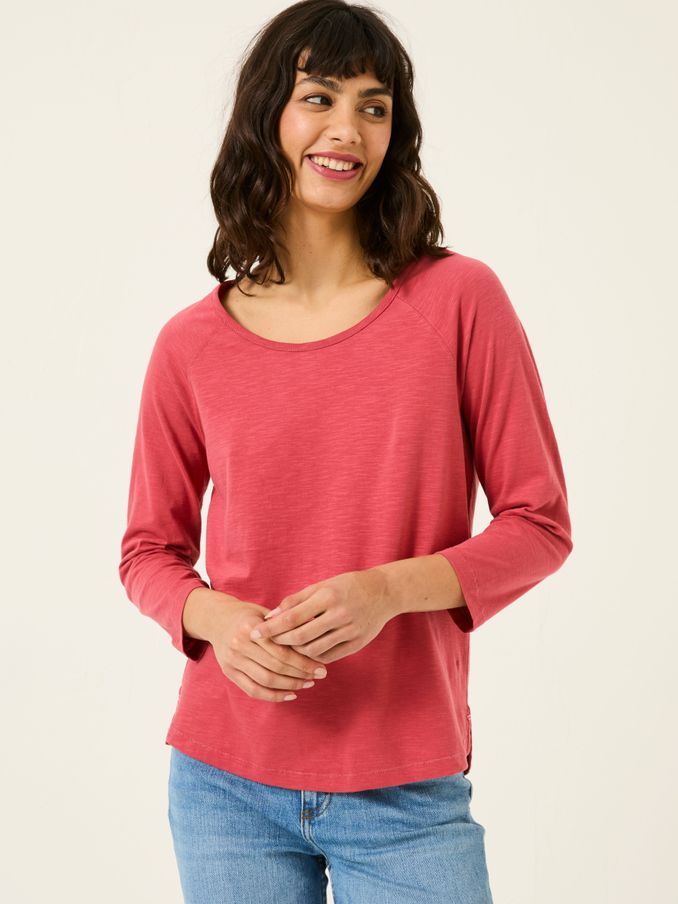 Ava Dark Pink 100% Cotton 3/4 Sleeve T-Shirt (E98925) | £28