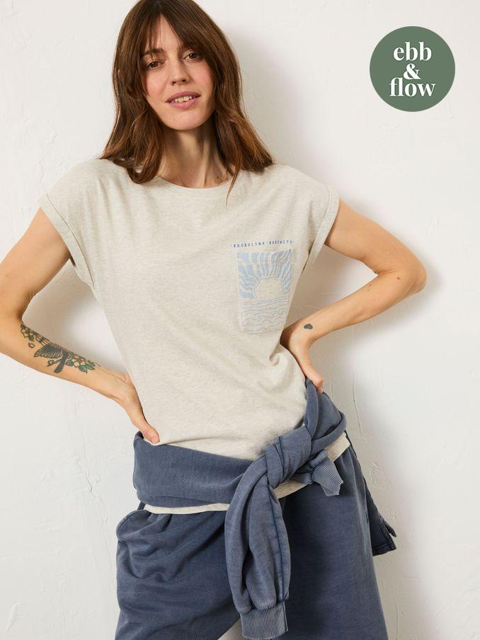 Grey Sea Graphic 100% Cotton T-Shirt (E98930) | £14