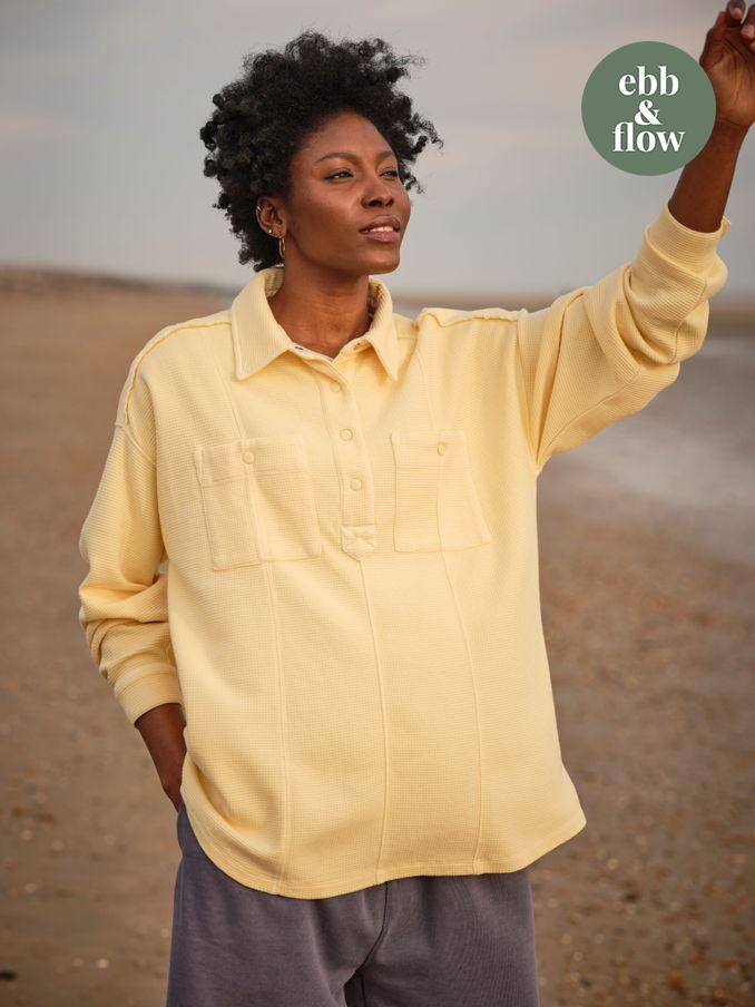 Sage Yellow Waffle Overhead 100% Cotton Top (E98931) | £28