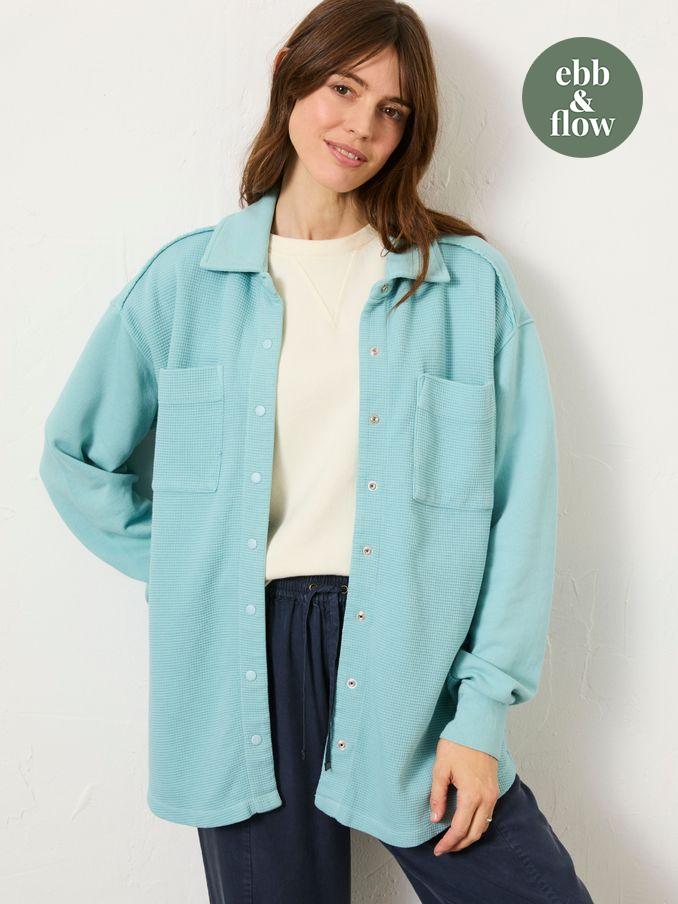 Skye Aqua Blue Waffle 100% Cotton Shirt (E98936) | £26