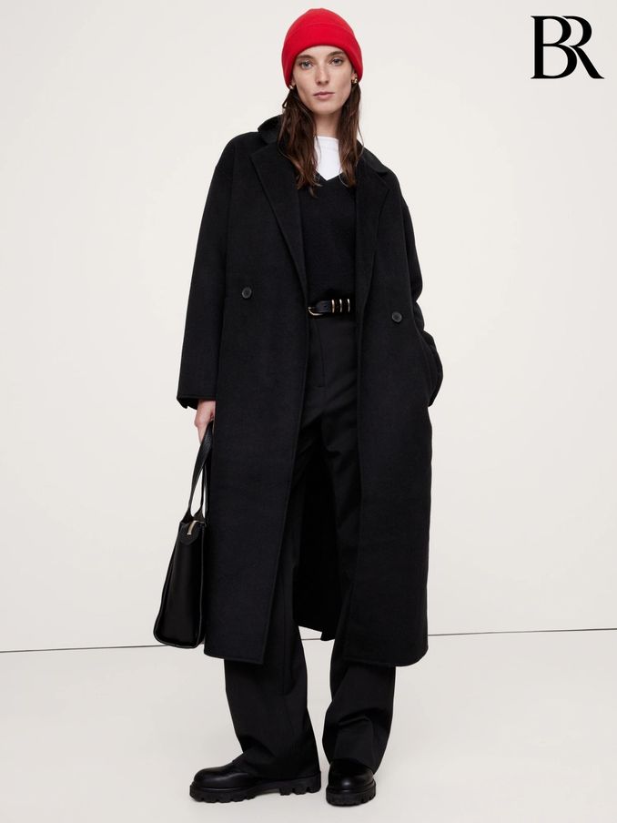 Banana Republic Black Double-Faced Wrap Coat (E98946) | £295