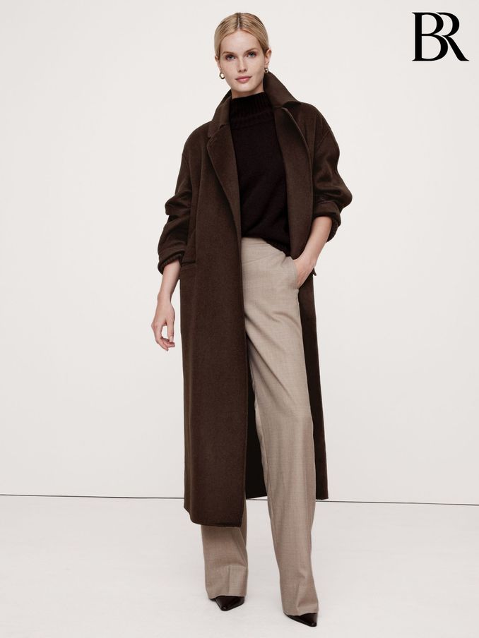 Banana Republic Brown Wool-Blend Oversized Double-Faced Scarf Coat (E98953) | £295