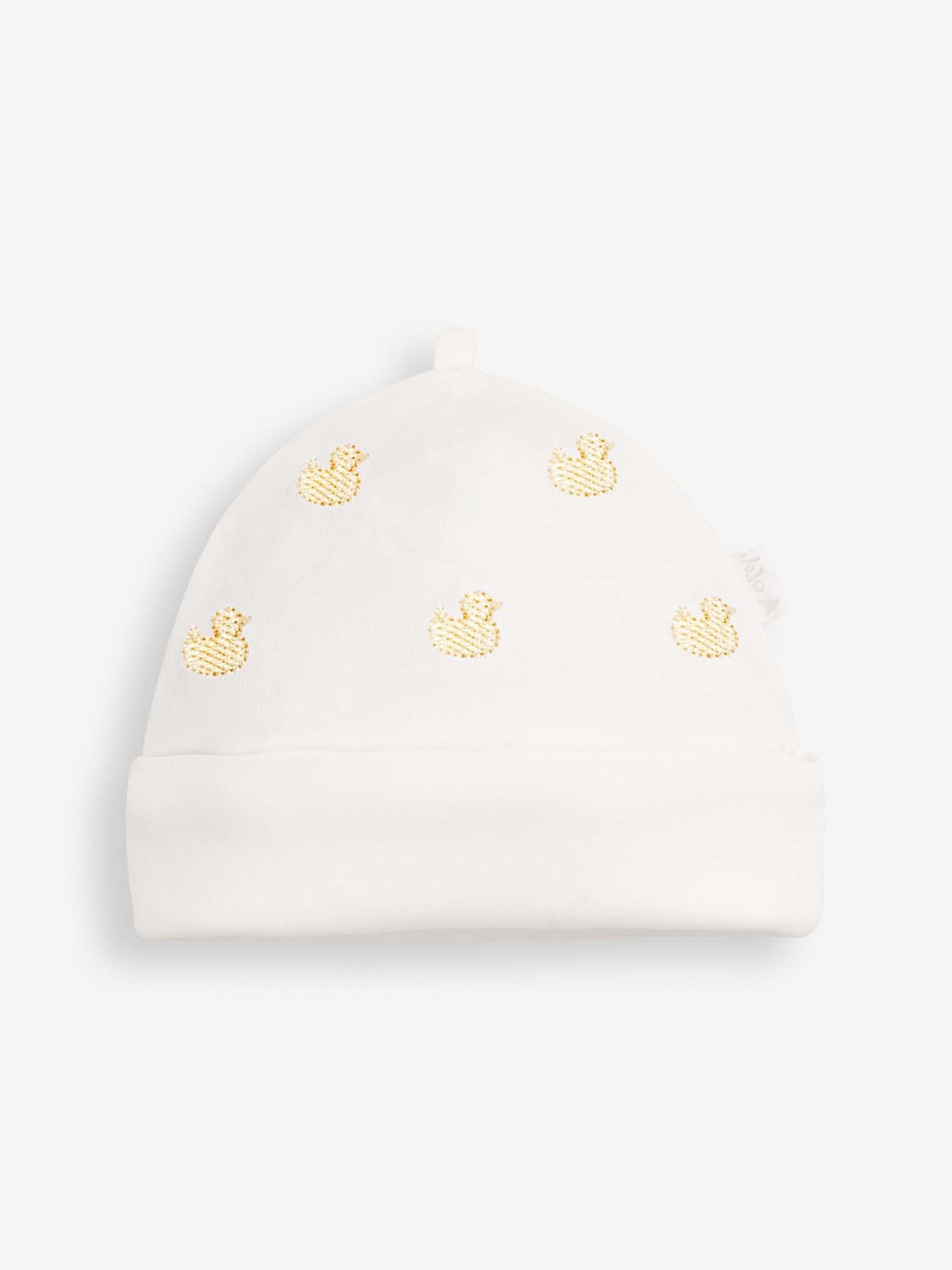 White 100% Organic Cotton Duck Embroidered Baby Hat (F00197) | £5