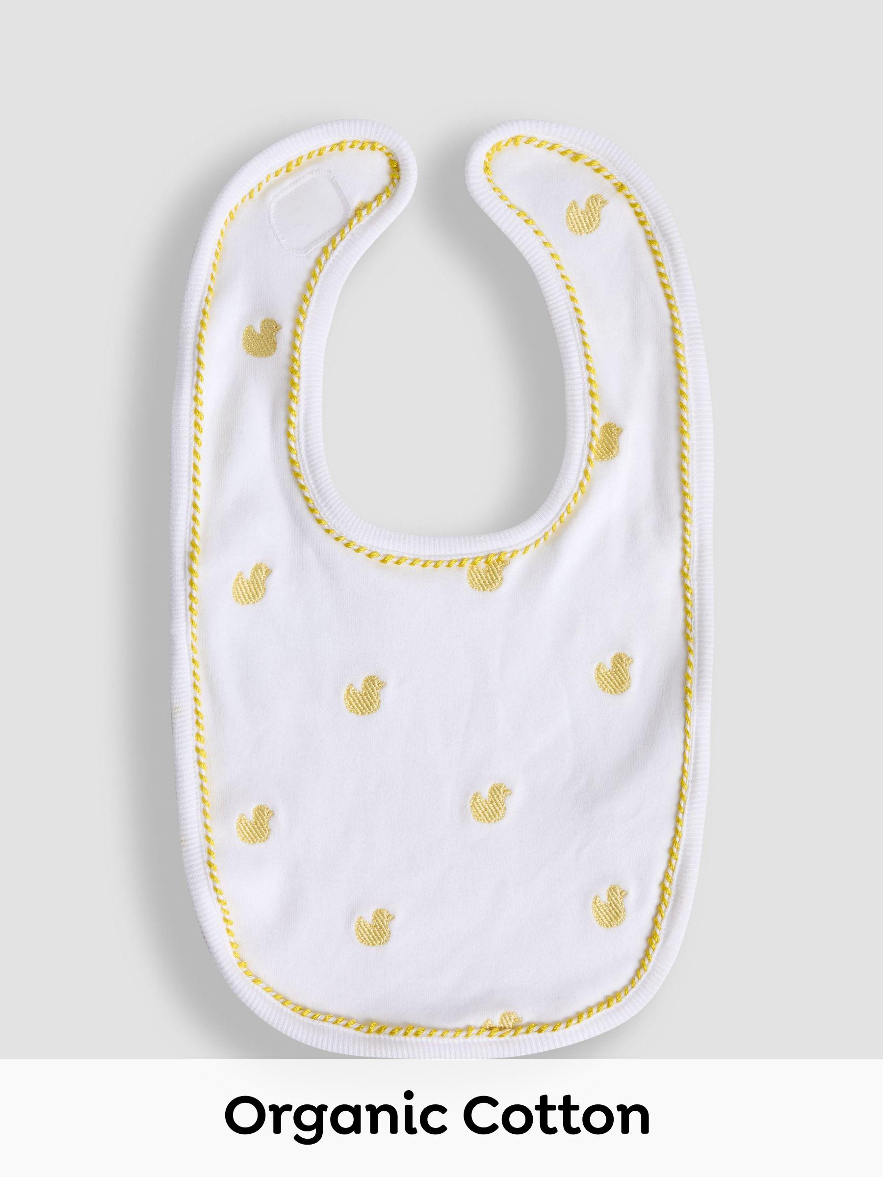 White 100% Organic Cotton Duck Embroidered Bib (F00200) | £7