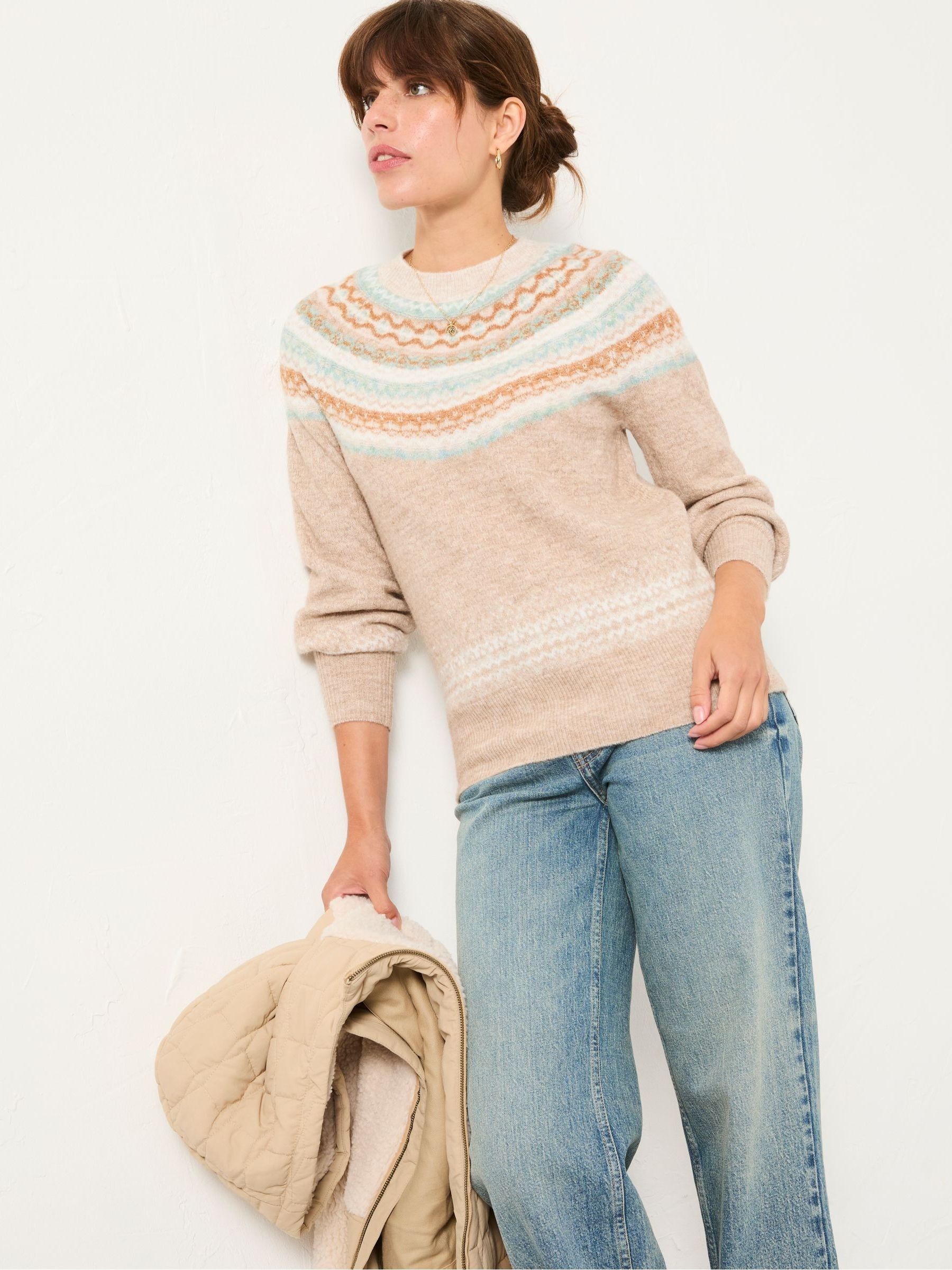 Natural Maple Fairisle Knitted Jumper (F00568) | £58