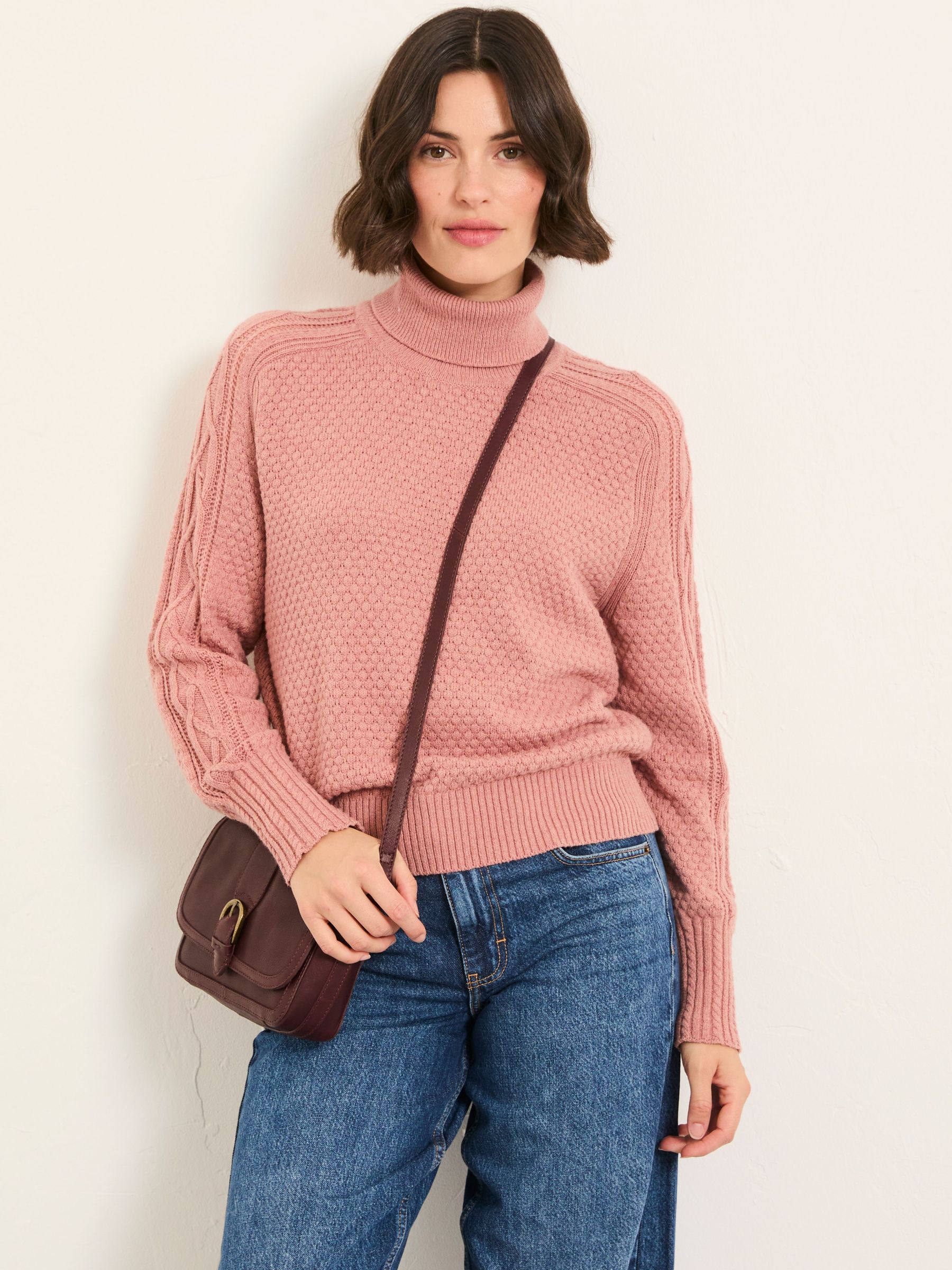 Freida Rose Pink Turtle Neck Knitted Jumper (F00572) | £52