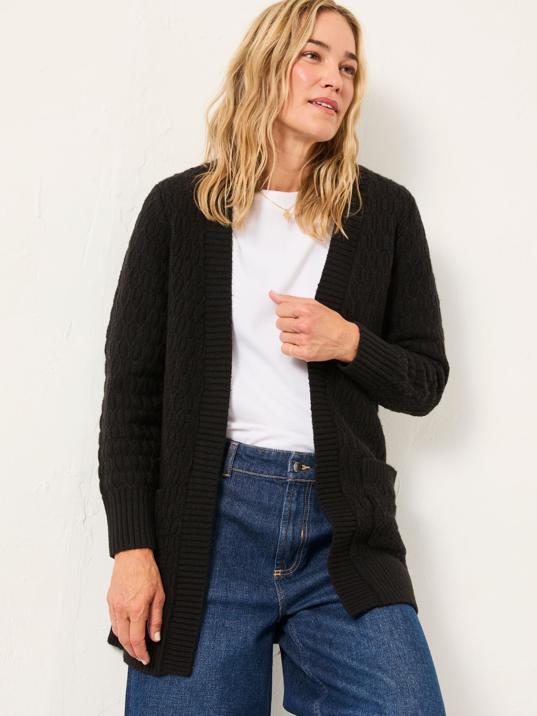 Hannah Black Longline Knitted Cardigan (F00577) | £54
