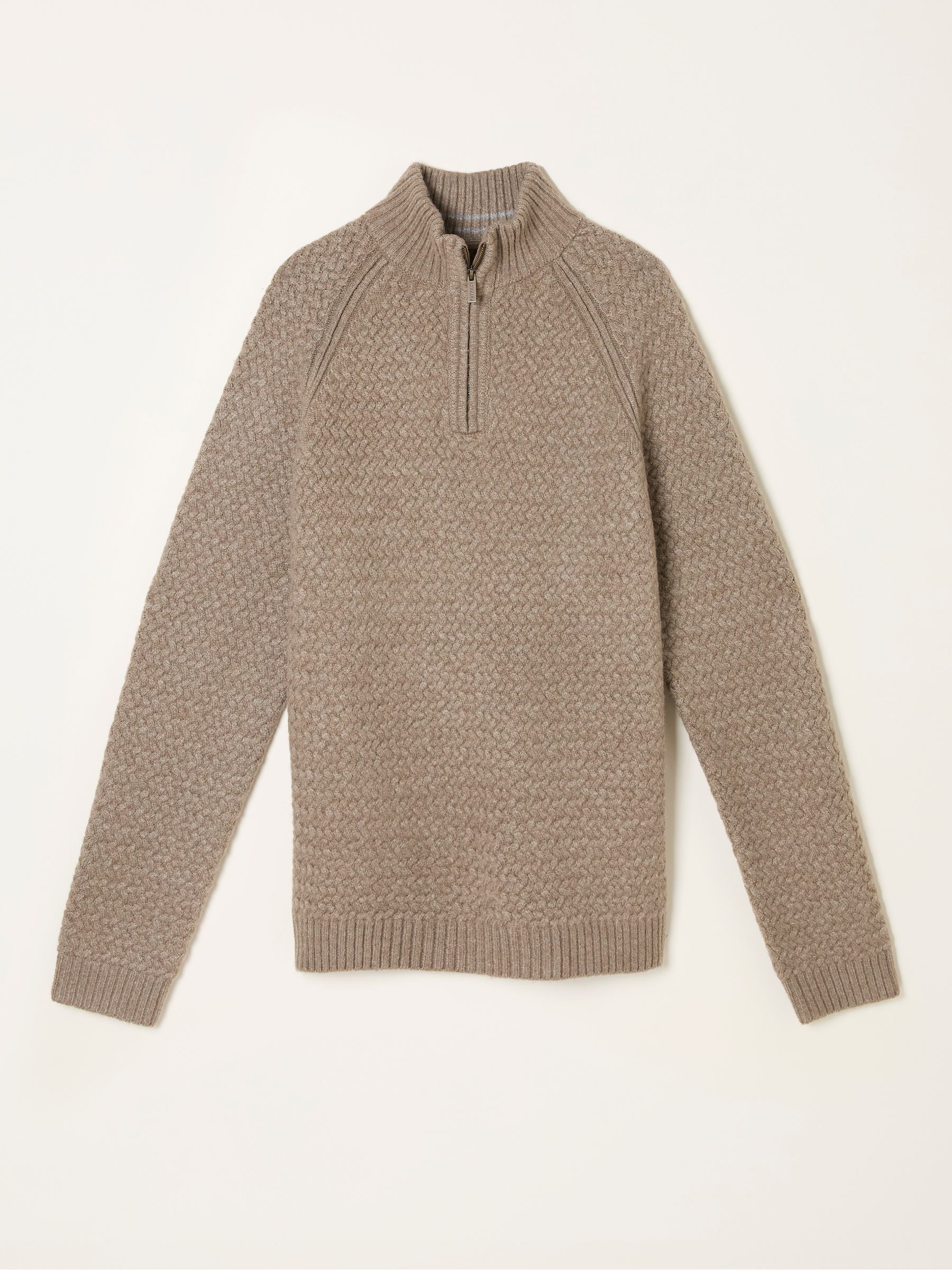 Calder Dark Natural Half Neck Knitted Jumper (F02214) | £65