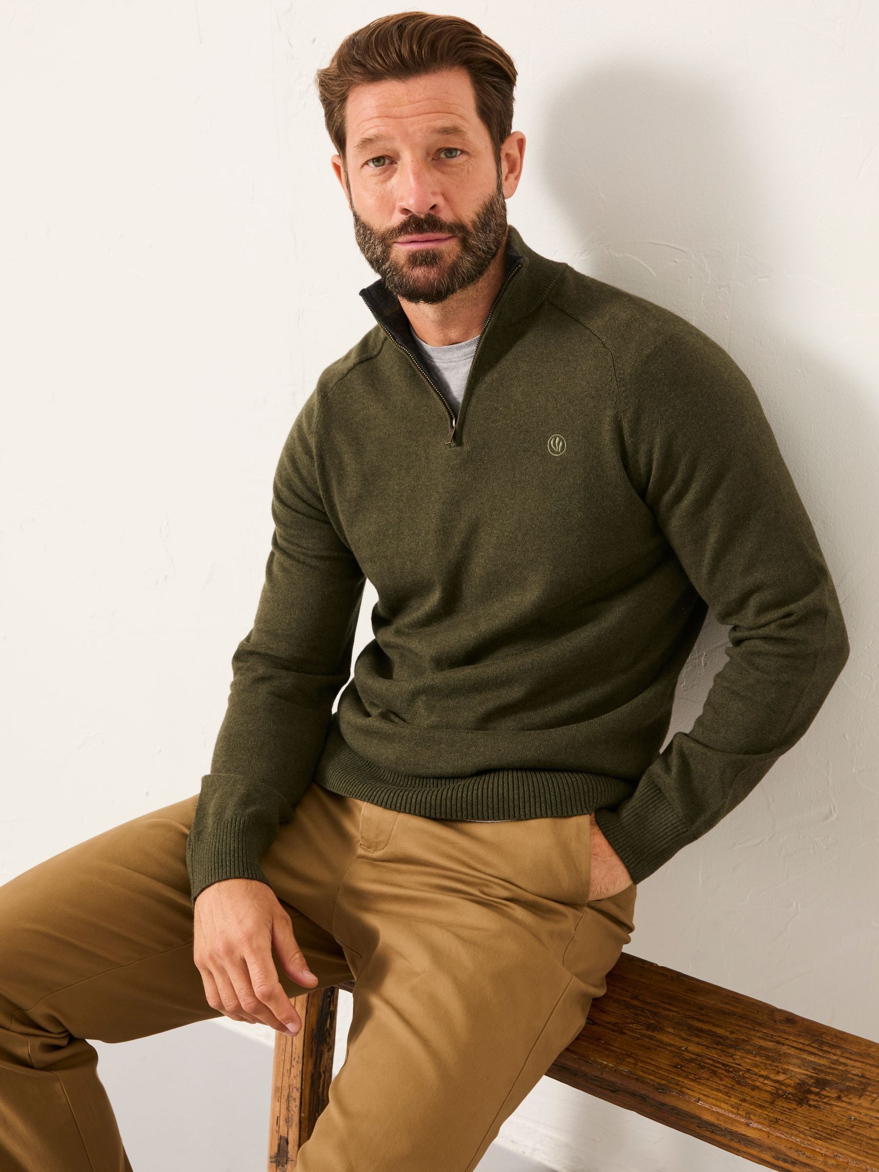 Rye Dark Green Half Neck Knitted Jumper (F02220) | £49.50