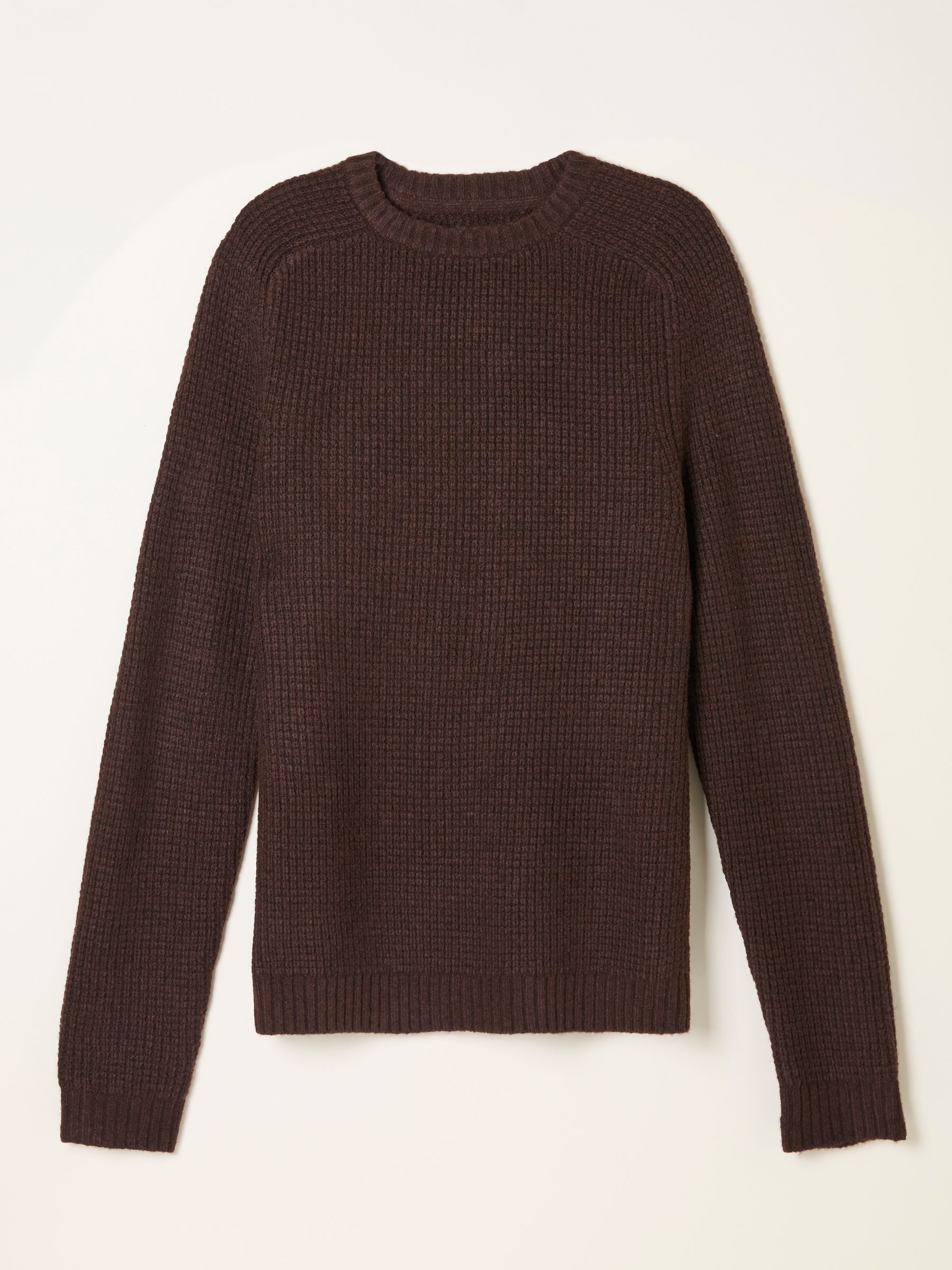 Calder Chocolate Brown Crew Neck Knitted Jumper (F02223) | £55