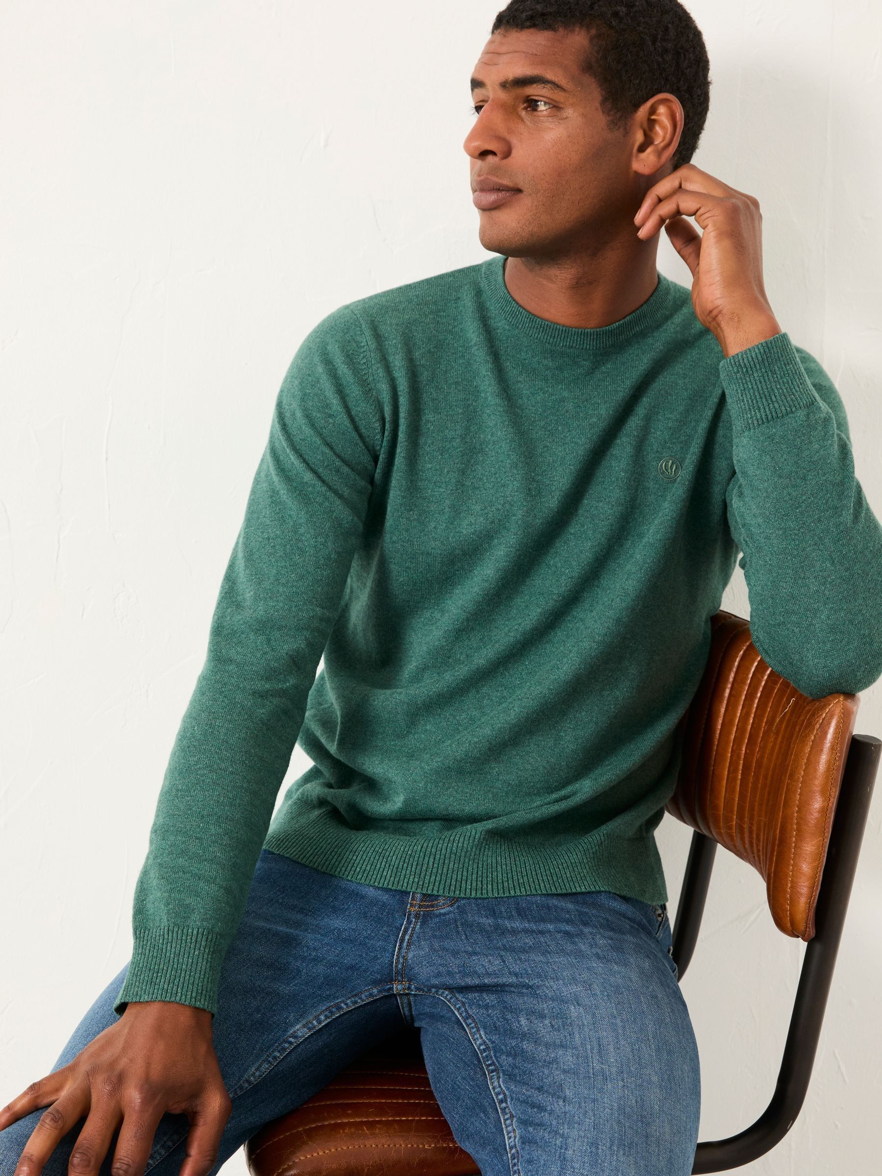 Rye Emerald Green Crew Neck Knitted Jumper (F02226) | £45