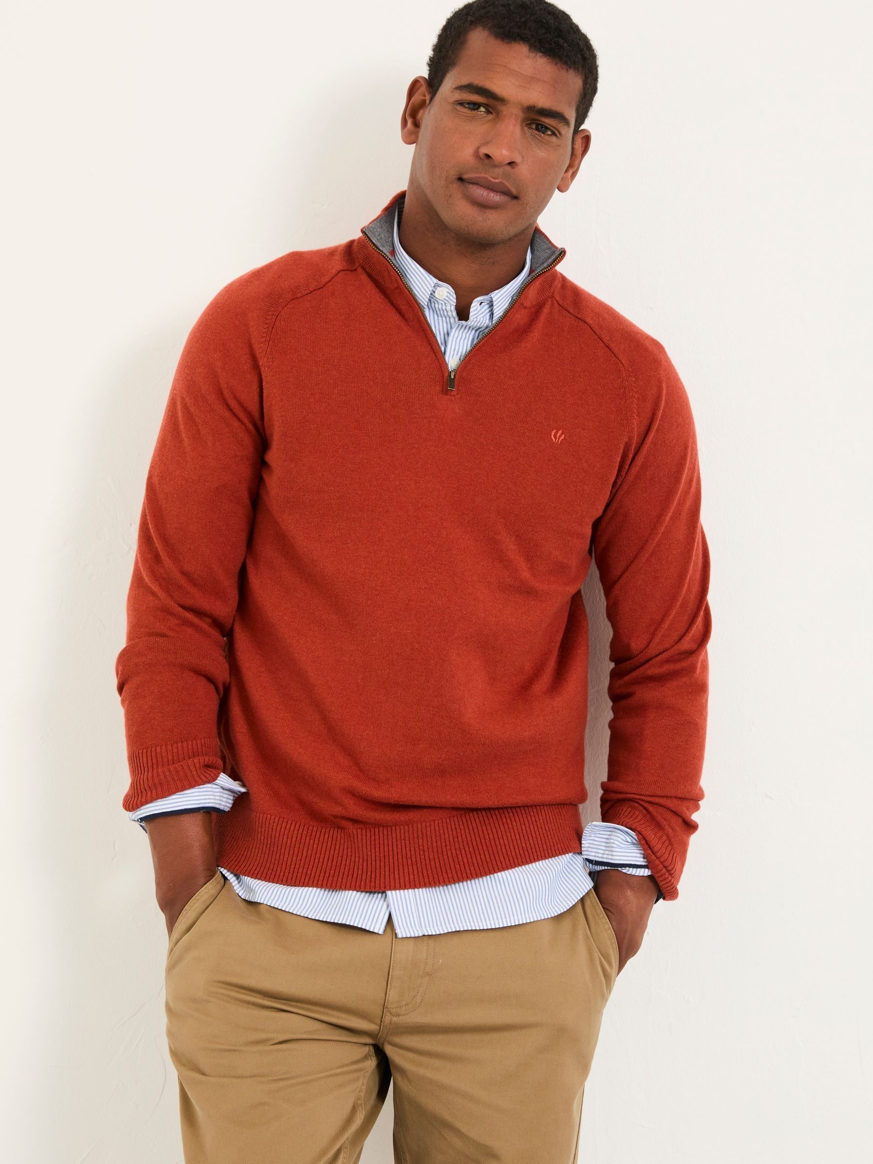 Rye Terracotta Half Neck Knitted Jumper (F02241) | £49.50