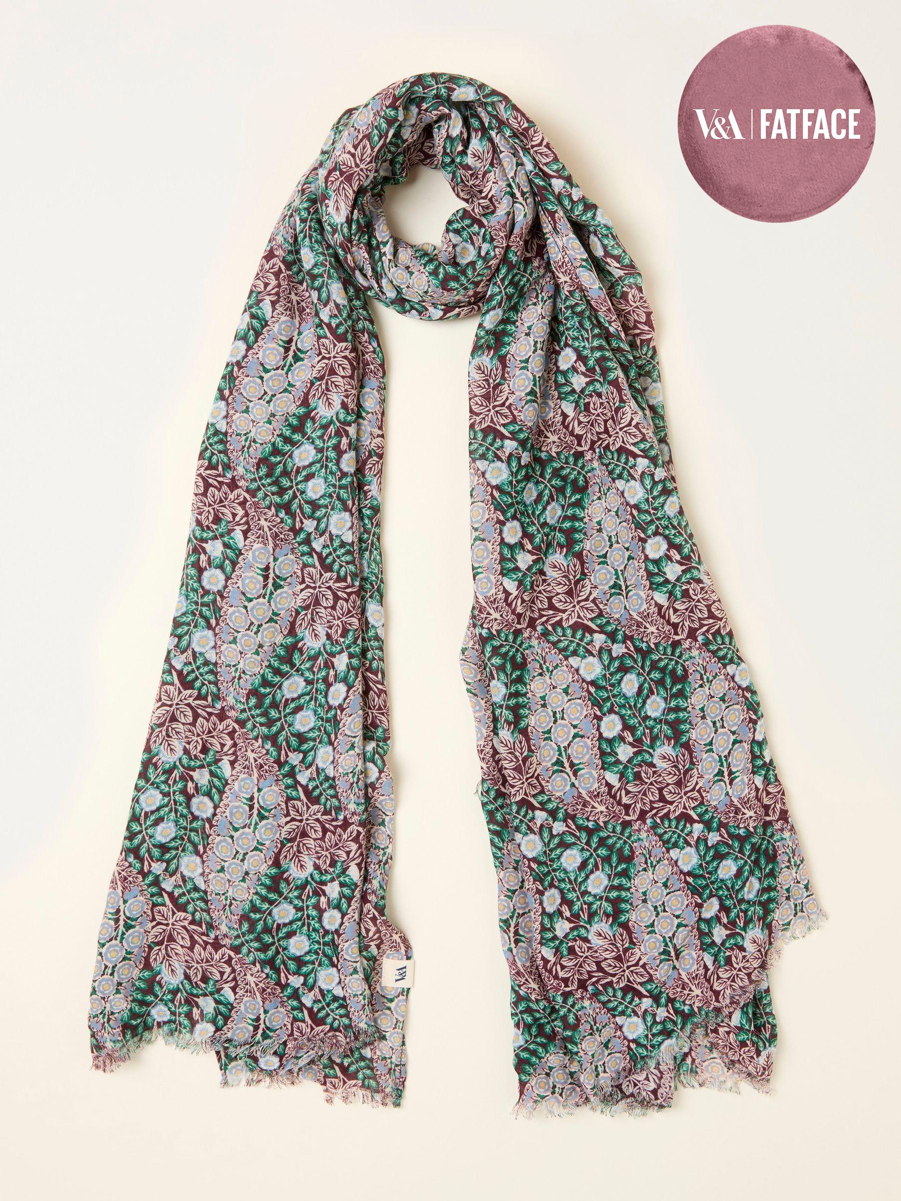 Burgundy Red Floral Bouquet Scarf (F03079) | £25