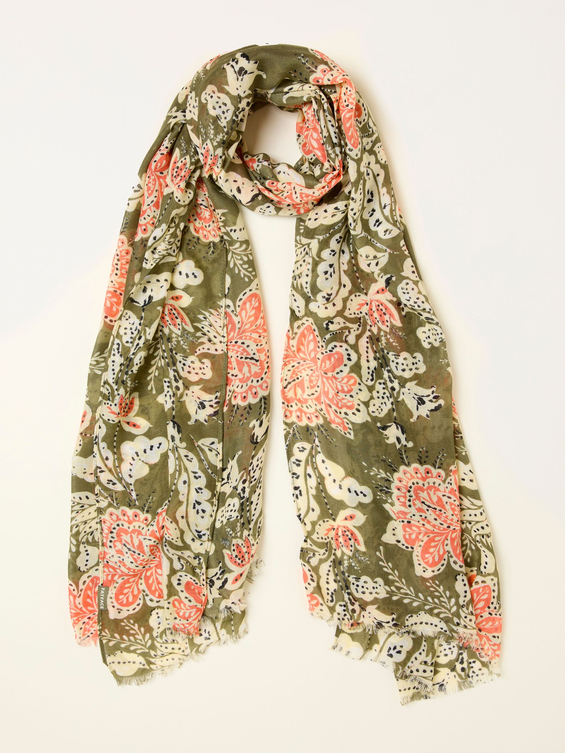 Green Deco Floral Printed Lightweight Scarf (F03086) | £25