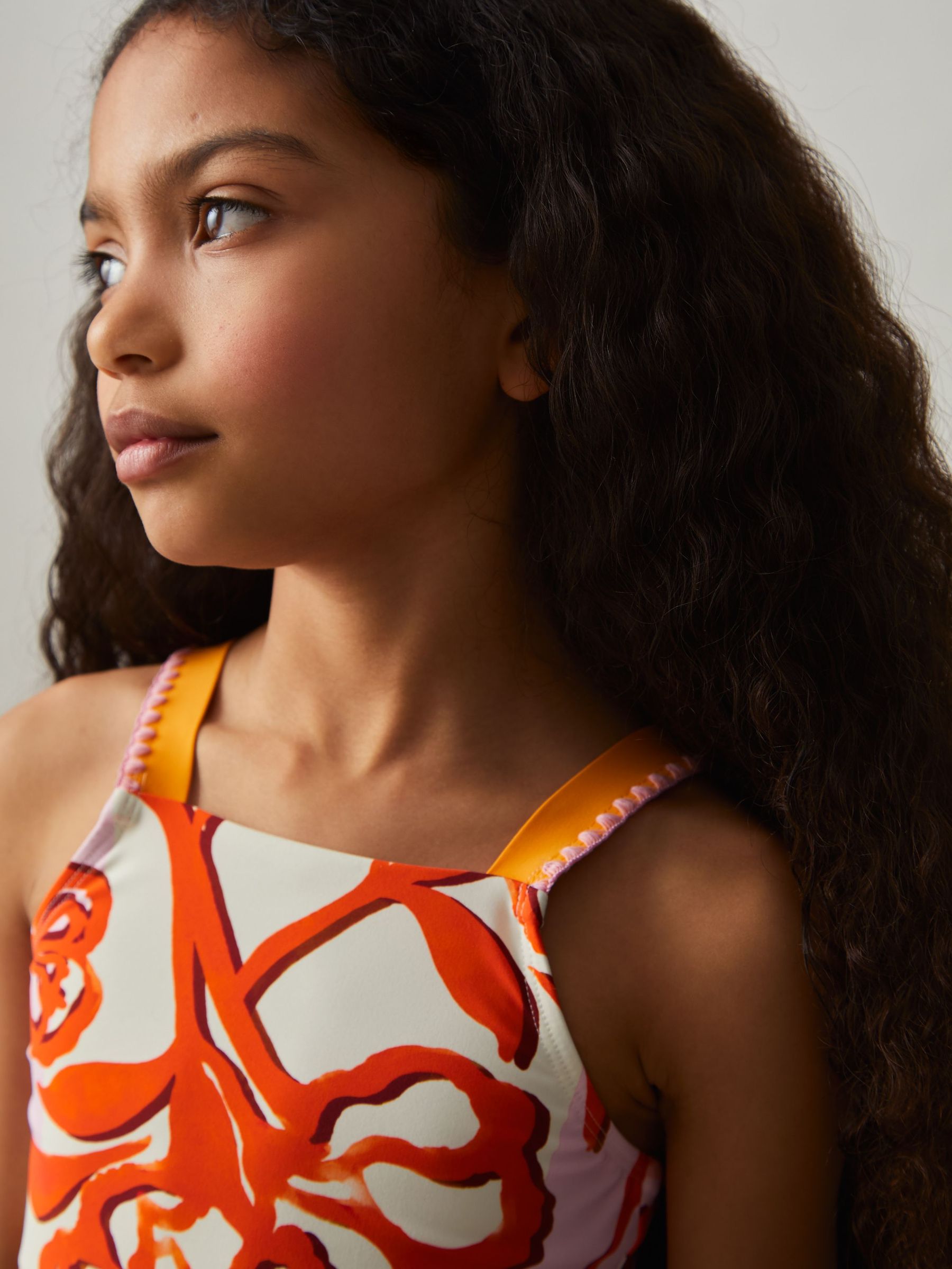 4-9 yrs Floral-Print Bikini Top in Pink Print (F04024) | £8