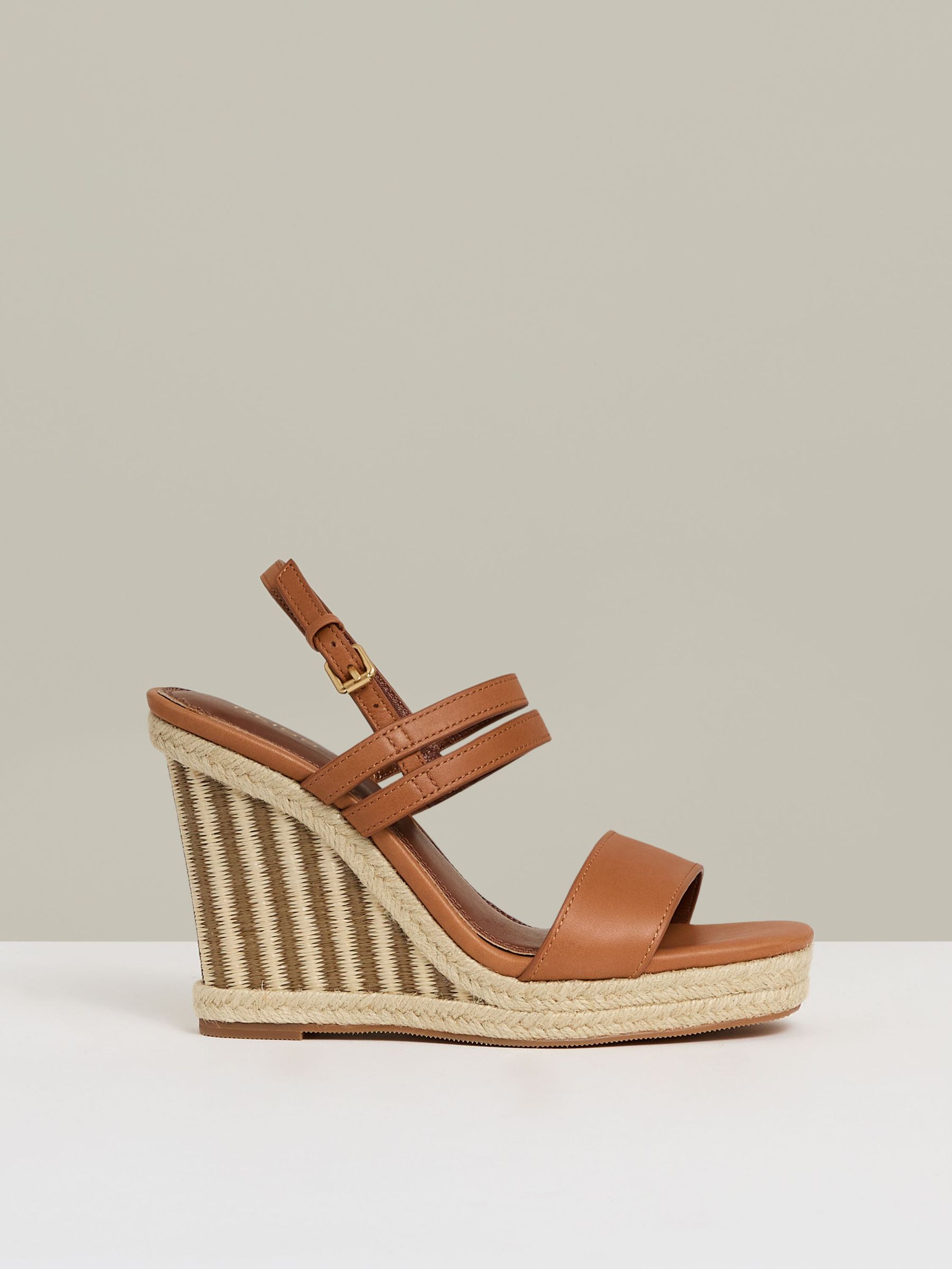Raffia Wedge Heeled Sandals in Neutral (F05143) | £188